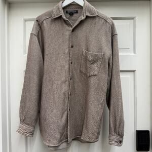 Vintage Structure Men's Shirt Tan Beige Collared Button Up Pocket Casual